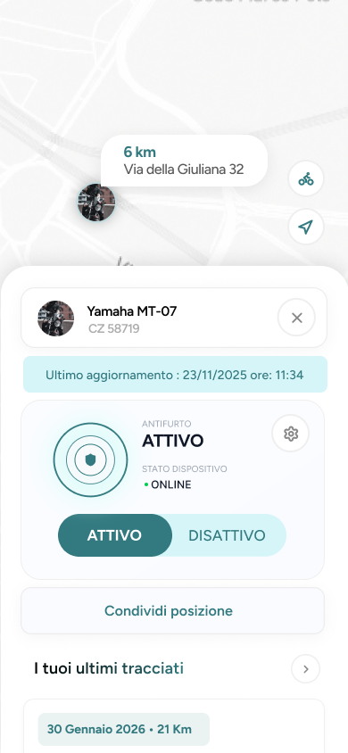 App antifurto e tracciamento moto
